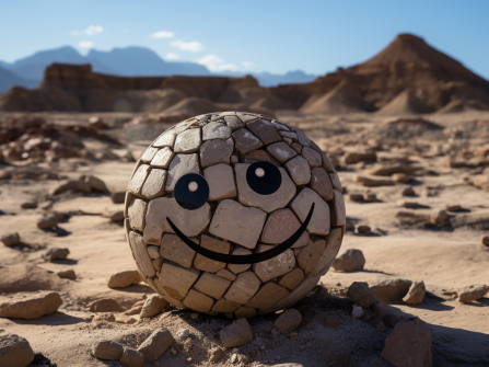 Classic minesweeper VR smiley face made from rock