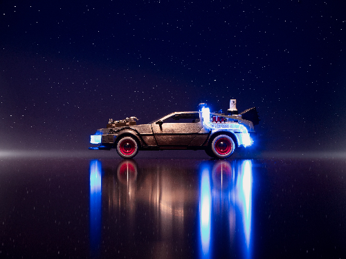 Delorean from back to the future glowing