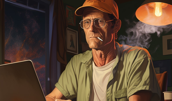 Dale sitting at the computer