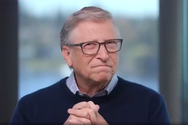 Bill Gates after he reacts to question about dinner with Epstein