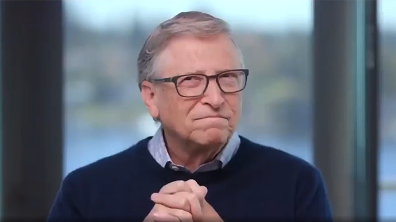 Bill Gates after he reacts to question about dinner with Epstein