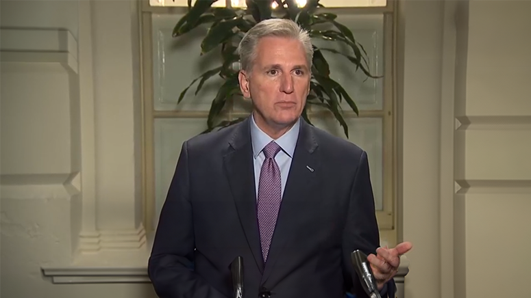 Speaker of House Kevin McCarthy at the podium