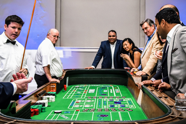 A group of people gambling at casino