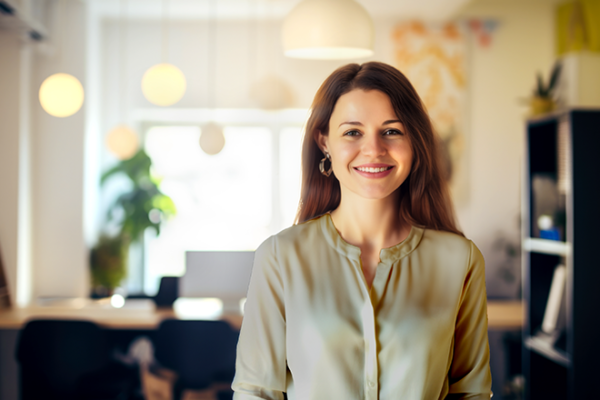 Woman all dressed up in office