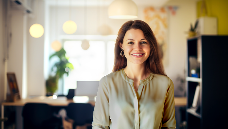 Woman all dressed up in office