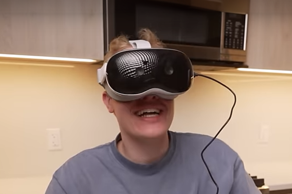Man wearing Apple Vision Pro