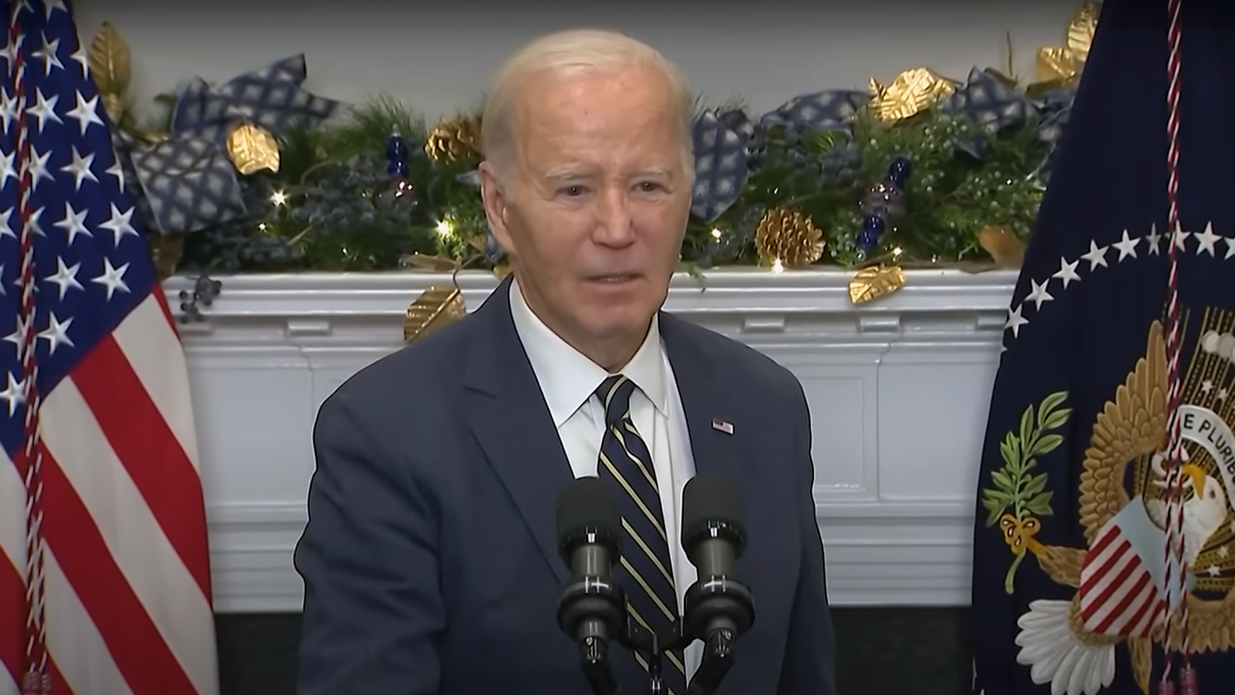 President Joe Biden at the podium