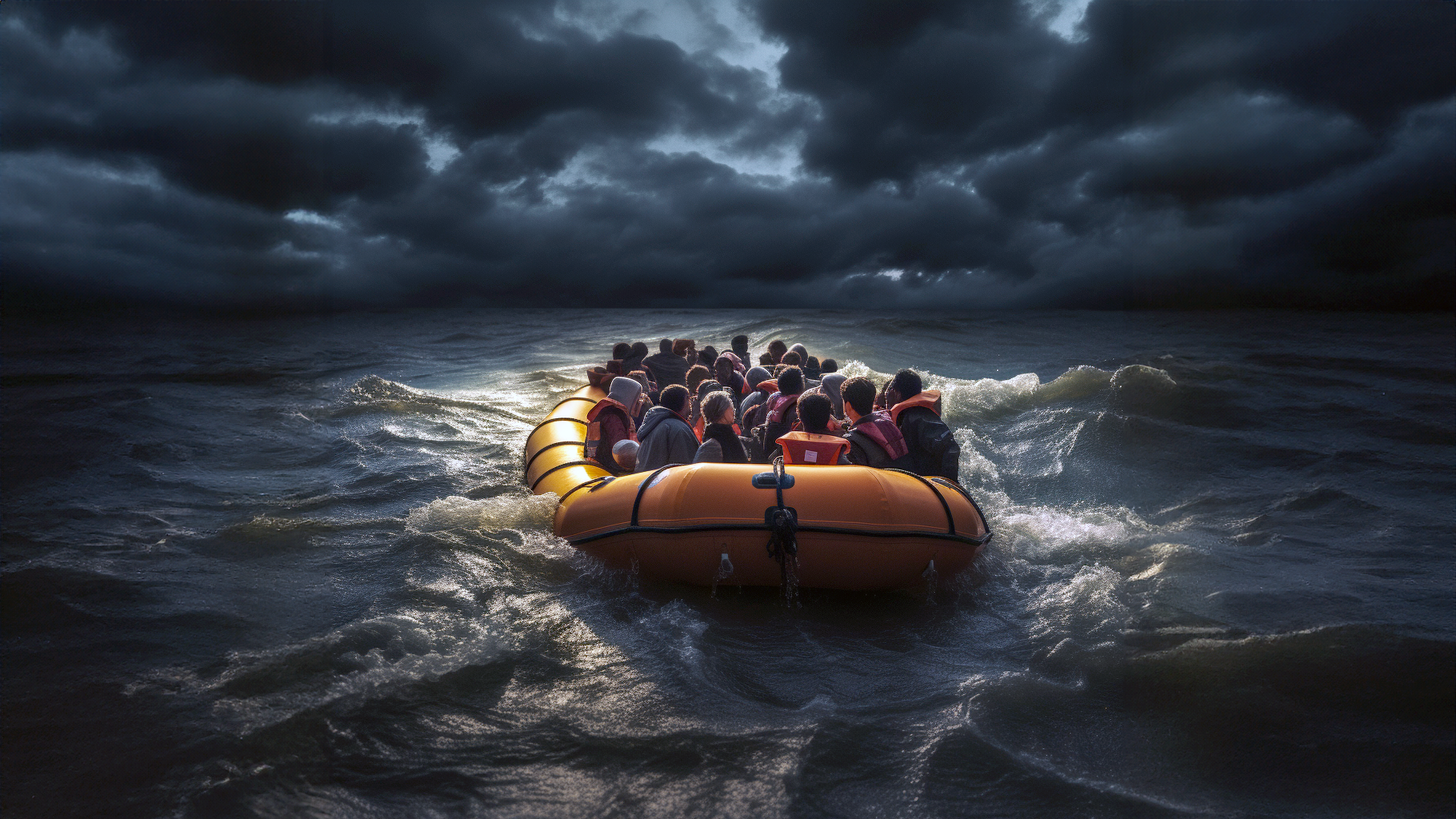 Lifeboat on the ocean