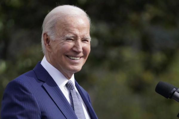 Joe Biden looking happy about something